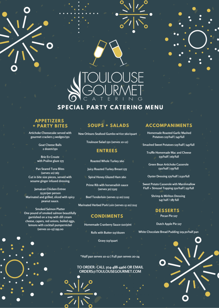 Toulouse Gourmet New Year's Eve menu